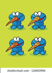 carrot characters over green background, abstract vector art illustration