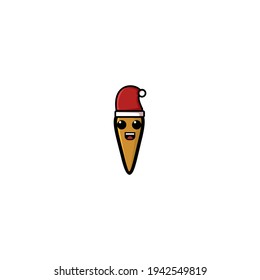 Carrot Christmas Cartoon Character Design Vector Illustration Mascot. Cute, Happy, And Fun Style. Recomended For Vegetable Shop Logo.