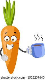Carrot with coffee, illustration, vector on white background.