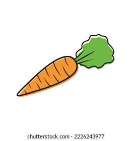 Carrot color icon. Agricultural crops. Salad ingredients. Vegetable garden. Vitamin. Vegetarian and vegan nutrition. Organic food. Healthy food. Soups and diets. Greenery. Colorful isolated vector 