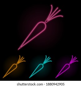carrot color neon set. Simple thin line, outline vector of web icons for ui and ux, website or mobile application