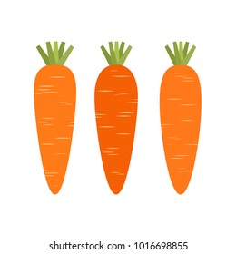 Carrot. Colored icon on white background. Vector flat illustration. Set, collection.