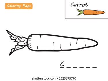 Carrot Coloring Page for Children Study with Example