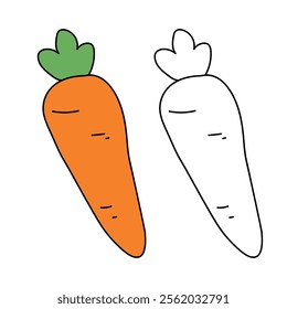 Carrot coloring pages. Trace and color carrot. Coloring page carrot to be colored the coloring book for kids. Carrot vegetable worksheet for Kindergarten and preschool activity. 