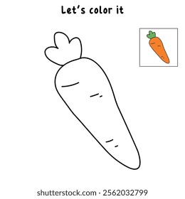 Carrot coloring pages. Trace and color carrot. Coloring page carrot to be colored the coloring book for kids. Carrot vegetable worksheet for Kindergarten and preschool activity. 