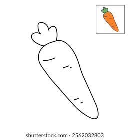 Carrot coloring pages. Trace and color carrot. Coloring page carrot to be colored the coloring book for kids. Carrot vegetable worksheet for Kindergarten and preschool activity. 