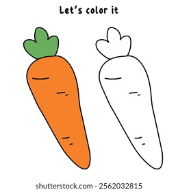 Carrot coloring pages. Trace and color carrot. Coloring page carrot to be colored the coloring book for kids. Carrot vegetable worksheet for Kindergarten and preschool activity. 