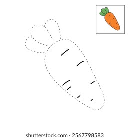 Carrot coloring pages. Trace and color carrot. Coloring page carrot to be colored the coloring book for kids. Educational worksheet. Carrot tracing worksheet. Kindergarten and preschool activity. 