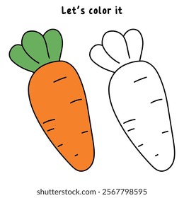 Carrot coloring pages. Trace and color carrot. Coloring page carrot to be colored the coloring book for kids. Educational worksheet. Carrot tracing worksheet. Kindergarten and preschool activity. 