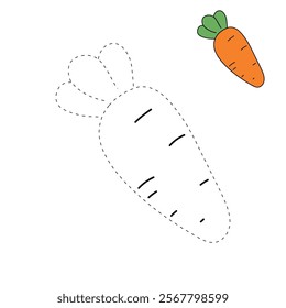 Carrot coloring pages. Trace and color carrot. Coloring page carrot to be colored the coloring book for kids. Educational worksheet. Carrot tracing worksheet. Kindergarten and preschool activity. 