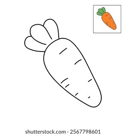 Carrot coloring pages. Trace and color carrot. Coloring page carrot to be colored the coloring book for kids. Educational worksheet. Carrot tracing worksheet. Kindergarten and preschool activity. 