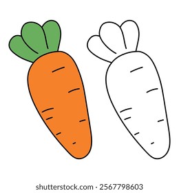 Carrot coloring pages. Trace and color carrot. Coloring page carrot to be colored the coloring book for kids. Educational worksheet. Carrot tracing worksheet. Kindergarten and preschool activity. 