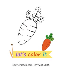 Carrot coloring picture for children's coloring book