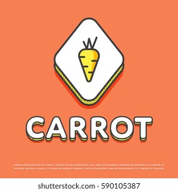 Carrot colour rhomb icon isolated vector illustration. Fresh carrot vegetable symbol. Organic eco healthy vegetable, vegan food logo or sign in line design.
