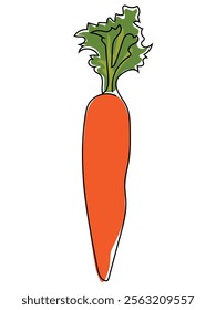 Carrot in continuous line drawing and can be edited later