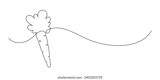 Carrot. Continuous line drawing. Vegetable frame border doodle. 