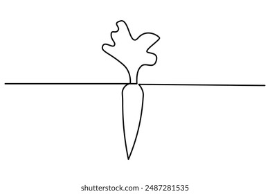 Carrot continuous one line drawing of isolated outline vector art illustration