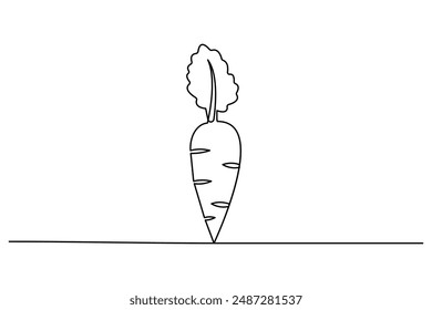 Carrot continuous one line drawing of isolated outline vector art illustration