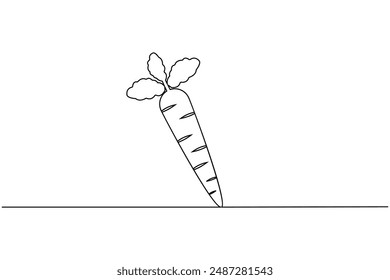Carrot continuous one line drawing of isolated outline vector art illustration
