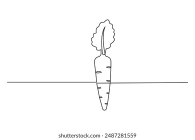 Carrot continuous one line drawing of isolated outline vector art illustration