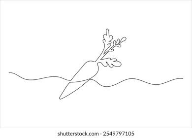 Carrot continuous one line drawing of isolated outline flat vector design