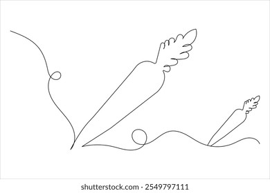 Carrot continuous one line drawing of isolated outline flat vector design