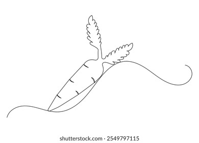 Dibujo continuo de una línea de zanahoria de diseño de Vector plano de contorno aislado