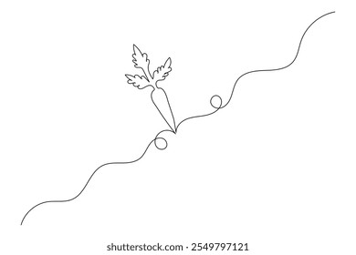 Dibujo continuo de una línea de zanahoria de diseño de Vector plano de contorno aislado
