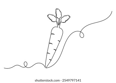 Dibujo continuo de una línea de zanahoria de diseño de Vector plano de contorno aislado