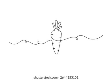 Carrot continuous one line drawing and minimalist style isolate outline vector illustration