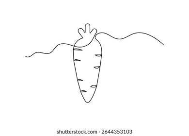 Carrot continuous one line drawing and minimalist style isolate outline vector illustration