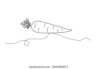 Dibujo continuo de una línea de zanahoria en estilo minimalista aislado sobre fondo blanco ilustración