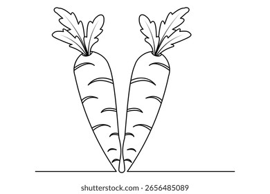 Carrot continuous one line drawing in minimalist style isolated on white background illustration