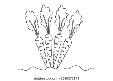 Cenoura contínua um desenho de linha estilo minimalista isolado abstrato contorno arte