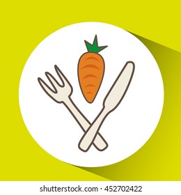 carrot with cooking pot icon, vector illustration