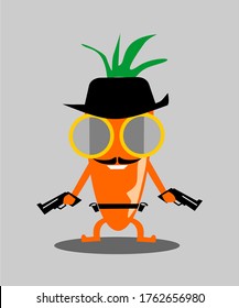 CARROT COWBOY WITH TWO GUN VECTOR