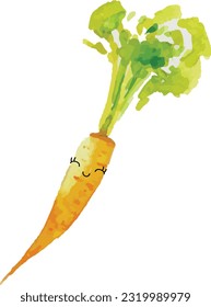 zanahoria. Carácter vegetal. Vectores de la acuarela de brócoli eps10