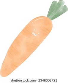 Hortalizas lindas de zanahoria, dibujos animados, ilustración vectorial