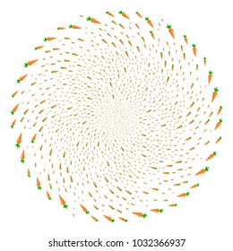 Carrot cycle motion. Element twirl created from randomized carrot symbols. Vector illustration style is flat iconic symbols.