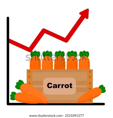 Carrot demand raise up clip art graphic vector illustration. carrot box high demand price up element isolated in white