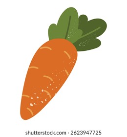 El doodle de zanahoria es plano con textura. La verdura de color es adecuada para decorar recetas, empaques, menús, pegatinas, impresiones y diseños en estilo ecológico, agrícola o vegetariano.