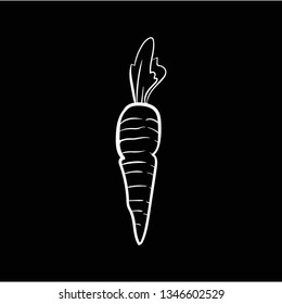 carrot doodle icon vector flat black