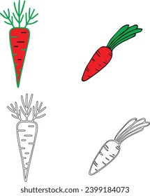 carrot doodle icon vector. Garden, vegan food concept 