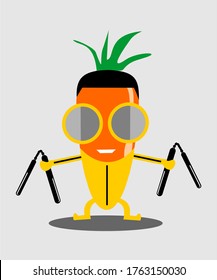 CARROT WITH DOUBLE STICK ICON VECTOR LOGO
