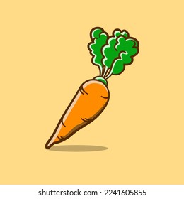 carrot drawing illustration in cute cartoon style on isolated background