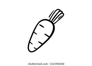 Carrot drawn with a black outline. Vector graphics