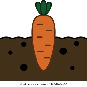 Carrot In Earth Filled Outline Icon Vector