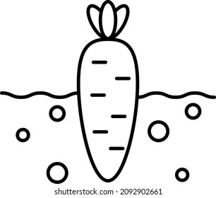 Zanahoria En El Vector De Icono De Contorno De La Tierra