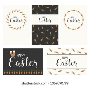 Carrot Easter cards with wreaths, patterns and wordart