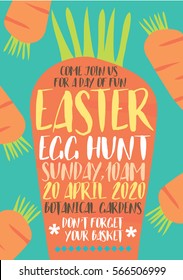 carrot easter egg hunt invitation template vector/illustration